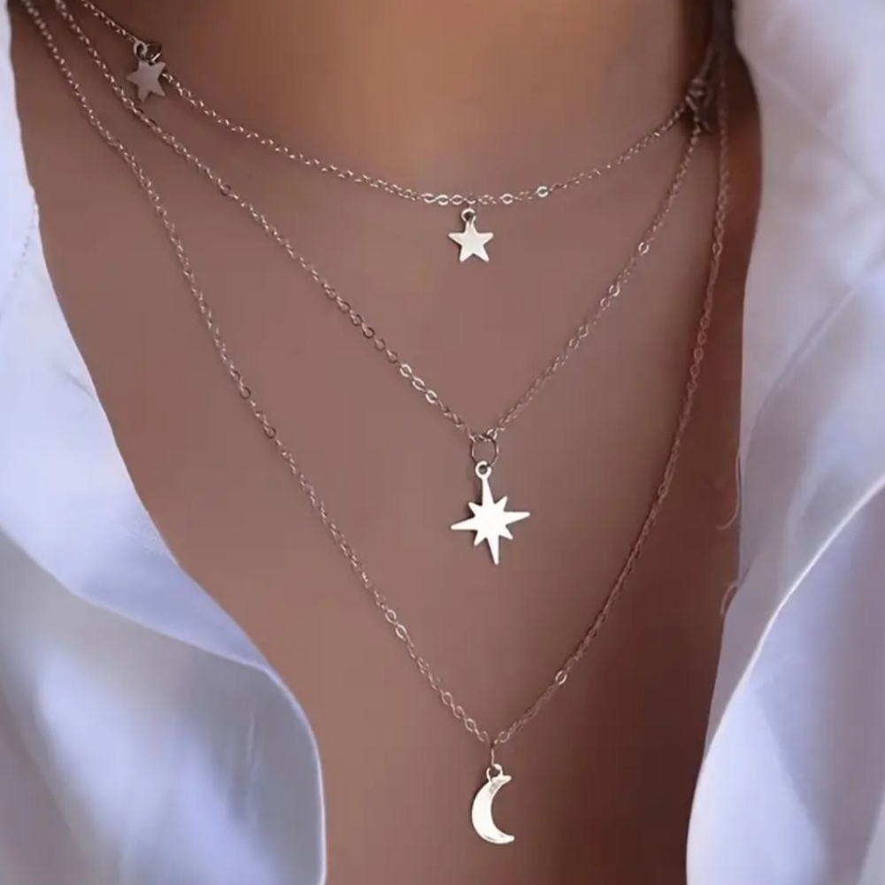 Brand New Star and Moon Necklace